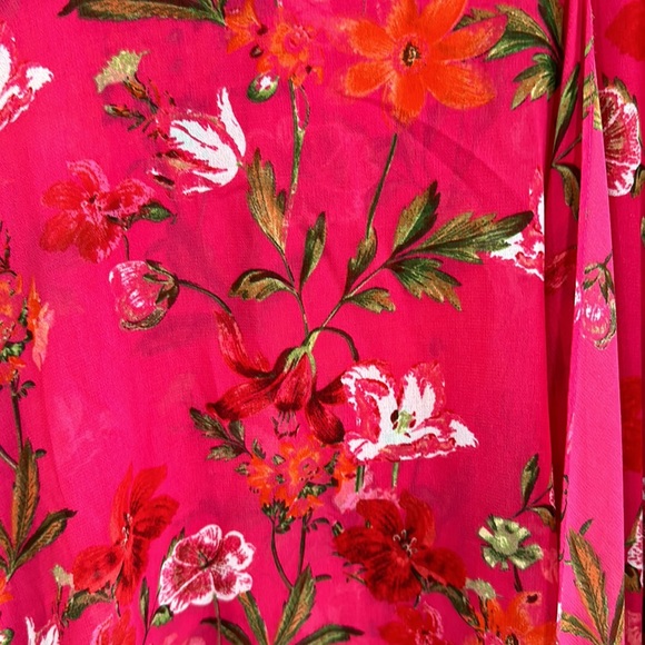 Calvin Klein Women Sz 10 Pink Floral High Lo Midi Dress Sleeveless Flowy Chiffon - Picture 7 of 11